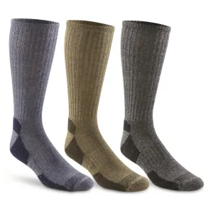 Guide Gear Men's Midweight Merino Wool Blend Crew Socks 3 Pairs