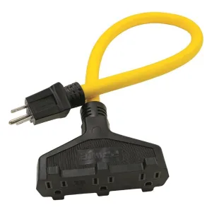 Prime 12/3 Yellow 3-Outlet Adapter 2 Foot