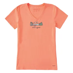 Life is Good Women's Lakeside Campsite Crusher Vee Short Sleeve T-Shirt