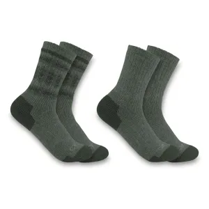 Carhartt Women's Synthetic-Wool Blend Heavyweight Crew Socks 4 Pairs