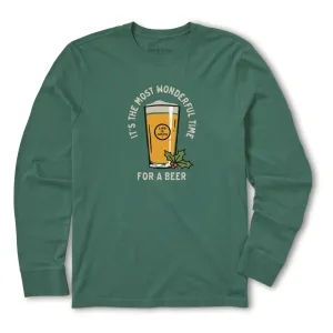 LIfe is Good Men's Time for a Beer Long-Sleeve Crusher Tee