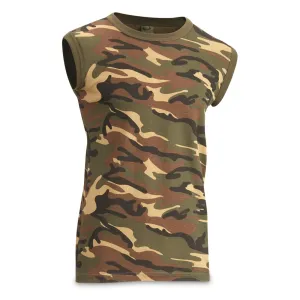 U.S. Military Style Sleeveless T-Shirts Woodland Camo 2 Pack