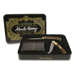Uncle Henry Fixed and Folding Combo Knives Set with Deck of Playing Cards
