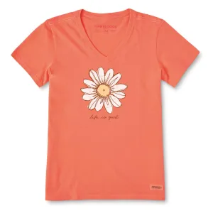 Life Is Good Women's Relaxed Daisy V-Neck Crusher Lite T-Shirt