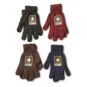 U.S. Army Star Knitted Assorted Color Gloves 4 Pairs New