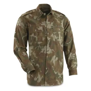 Romanian Military Surplus Woodland Camo Long Sleeve Field Shirt New