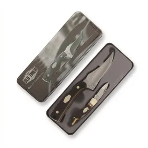 Old Timer Sharpfinger Fixed Blade and Lockback Folding Knife 2-Piece Set