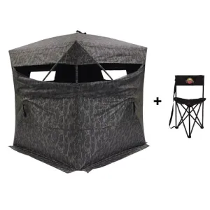 RHINO BLINDS COMBO R150 Hunting Blind + Tri-Pole Stool w/ Back | Mossy Oak Bottomland