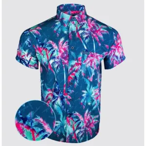 RETRO RIFLE AK's and Vacays Button Down Shirt - Blue