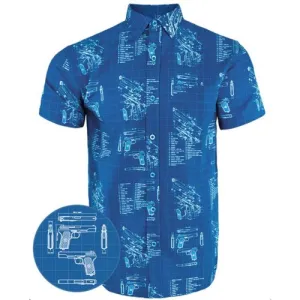 RETRO RIFLE Hawaiian SS Button Down - Blueprint / Blue