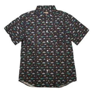 KYGUNCO Lightening Mens Button Up Dark Blue Camp Shirt