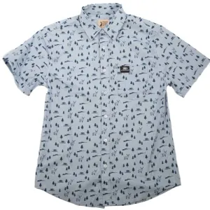 KYGUNCO Deer Mens Button Up Light Blue Camp Shirt