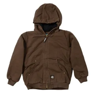 BERNE WORKWEAR Youth Washed Hooded Jacket Bark