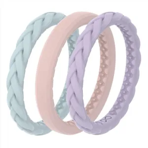 GROOVE LIFE Thin Stackable Silicone Rings - Pastel Sky 3 Set
