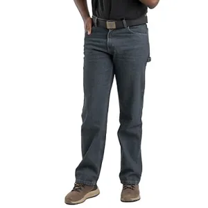 BERNE WORKWEAR Men's Relaxed Fit Mid-Rise Heartland Flex Carpenter Jeans - Classic Stone Wash Short