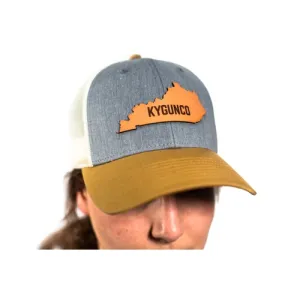 KYGUNCO Kentucky State Leather Patch - Mustard / Heather