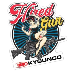 KYGUNCO Hired Gun Pin Up Girl w/ AR15 Sticker