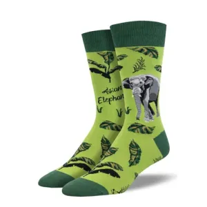 SOCKSMITH Asian Elephant Crew Sock - Green