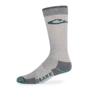 DRAKE Mens Merino Wood Crew Socks Grey/Green
