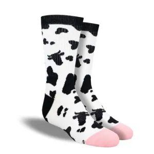 SOCKSMITH Kid's Steer / Cow Hide Athletic Crew Sock - White / Pink / Black
