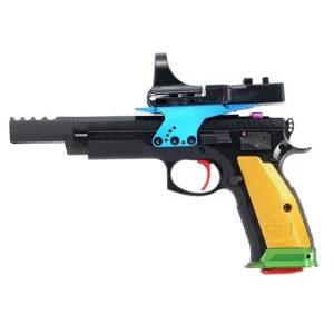 CZ-USA 75TS Czechmate Parrot 9mm 5.23" 26rd w/ C-More Sight, Frame Mount, And 4 Port Compensator