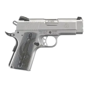 RUGER SR1911 OS 45ACP 3.6" 7rd Pistol - Stainless | Grey G10 Grips