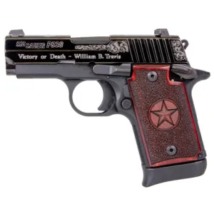 SIG SAUER P938 "Victory or Death" 9mm 3" 7rd Pistol - Texas Engraved | Redwood Grips