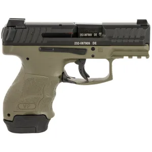HK VP9SK Subcompact 9mm 3.39" Green 15rd/12rd Semi-Auto Pistol w/ Night Sights - Green / Black