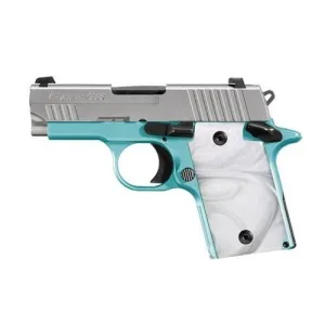 SIG SAUER P938 Robins Egg Blue 9mm 3" Stainless 7rd