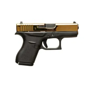 GLOCK G42 380 ACP 3.26" 6rd Pistol | Black w/ Gold Polished Titanium PVD Slide