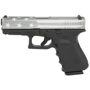 GLOCK G19 G4 4" 15rd Pistol - Black / Grey Battle Worn Flag Cerakote