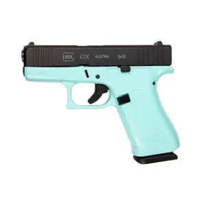 GLOCK G43X 9mm 3.41" 10rd Semi-Auto Pistol - Angel Blue Frame / Black