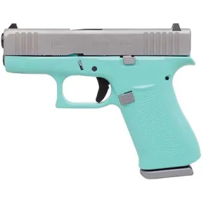 GLOCK 43X 9mm 3.41" 10rd Pistol - Silver | Robins Egg Blue