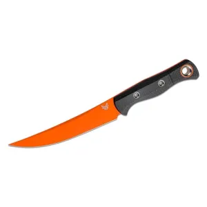 BENCHMADE Meatcrafter Fixed Blade Knife 6.08" Orange Trailing Point Blade + Carbon Fiber Handles