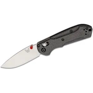 BENCHMADE Mini Freek 3" Plain Drop Point Blade w/ Carbon Fiber Handles