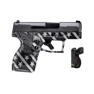 TAURUS GX4 9mm 3.06" 10rd Pistol | Black Eagle-Flag Engraved Grips w/ Sticky Holster