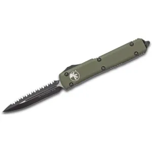 MICROTECH KNIVES D/E OD Green Full Serrated Black
