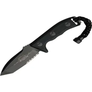 MICROTECH KNIVES Currahee 4.5" Tanto Black Partially Serrated