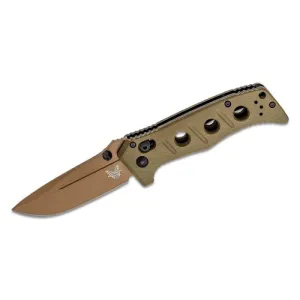 BENCHMADE Mini Adamas Folding Knife 3.25" FDE Drop Point Blade w/ OD Green G10 Handles