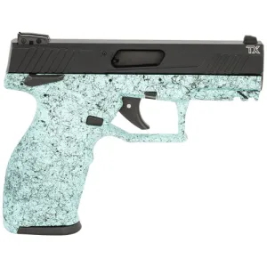 TAURUS TX22 22LR 4" 16rd Pistol - Black / Cyan Splatter