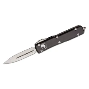 MICROTECH KNIVES Ultratech Auto OTF Knife 3.46" Double Edge Dagger Blade - Black Aluminum Handles