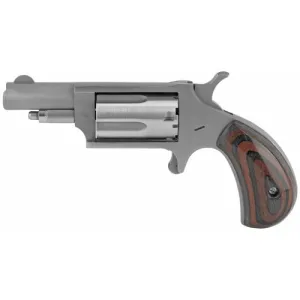 NAA 22 WMR 1.625" 5rd Mini-Revolver - Stainless | Red & Black Wood Grips