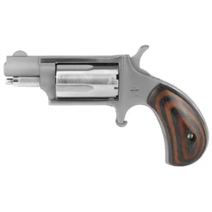 NAA 22 WMR 1.125" 5rd Mini-Revolver - Stainless | Black & Red Wood Grips