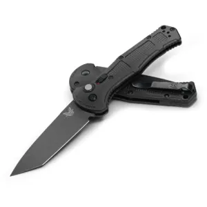 BENCHMADE 9071BK Claymore AUTO Folding Knife 3.6" Tanto Plain Blade - Black Grivory Handles