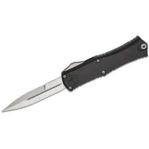 MICROTECH KNVIES Hera II Mini OTF Auto Knife 3" Double Edge Bayonet Blade | Black Aluminum Handles