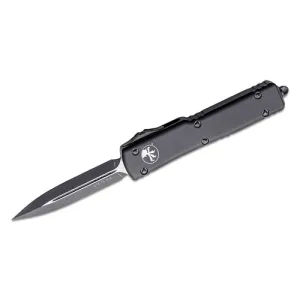 MICROTECH KNIVES UTX-70 AUTO OTF Knife 2.41" Double Edge Dagger Blade w/ Black Aluminum Handles
