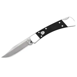 BUCK KNIVES 110 AUTO Folding Knife 3.75" Clip Point Blade + Black G10 Handles with Silver Bolsters