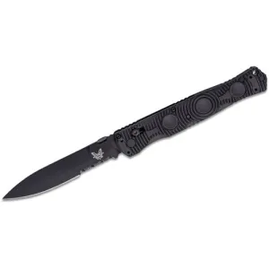 BENCHMADE Greg Thompson SOCP Folding Knife 4.47" Spear Point Combo Blade w/ Black CF-Elite Handles