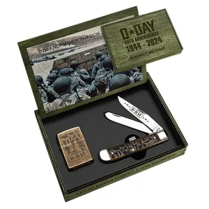 CASE KNIVES D Day 80th Anniv 3.25"/3.27" ClipPnt/Spey Antique