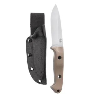 BENCHMADE Bushcrafter 4.4" Drop Point Satin Finish Plain Edg
